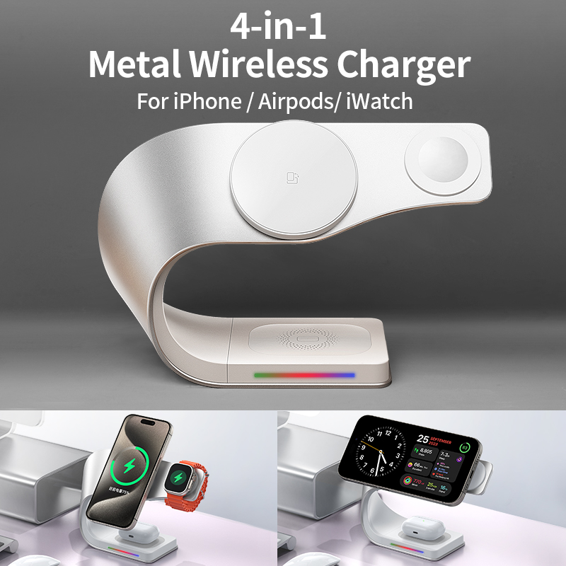 Smartwatch Apple Watch - شاحن لاسلكي 4 في 1 بهيكل