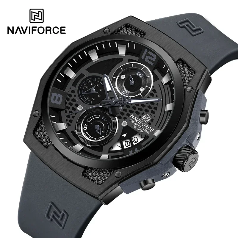 Silicone Sport Band - ساعة يد رجالية Naviforce ، تصميم
