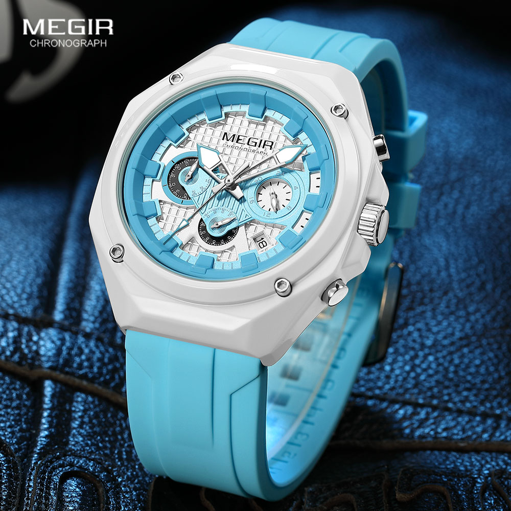 Silicone Sport Band - MEGIR ساعات كوارتز رياضية جديدة للجنسين