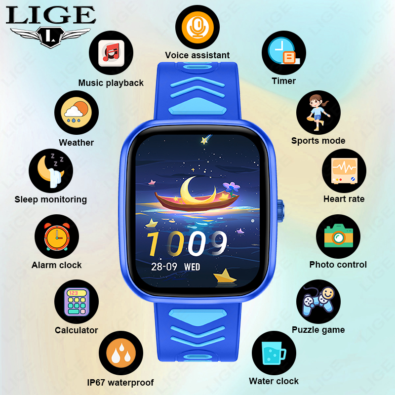 Smartwatch Watches Gift For Boys On Birthday - ساعة ذكية للأطفال من LIGE مقاومة